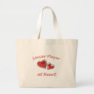 Soccer Player at Heart Large Tote Bag