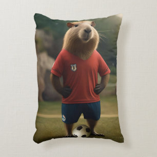 Soccer Player Capybara, Decorative Cushion