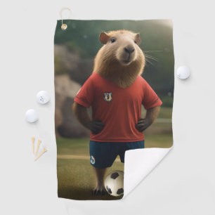 Soccer Player Capybara,  Golf Towel