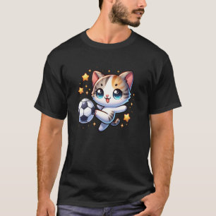 Soccer Player Cat Kitten Kicking Soccer Ball Cute T-Shirt