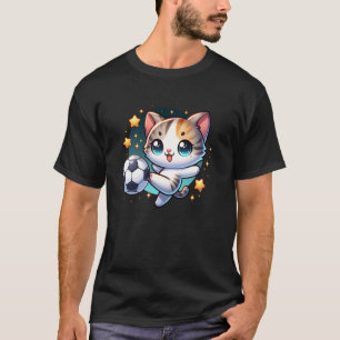 Soccer Player Cat Kitten Kicking Soccer Ball Cute T-Shirt