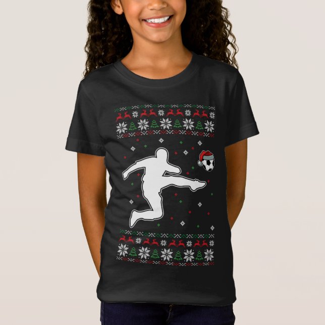 Soccer Player Christmas Cool Sport Ugly X-Mas Paja T-Shirt (Front)