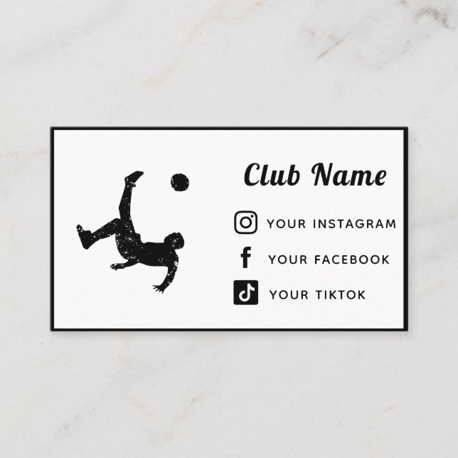Soccer Player Coach Club Team Simple Social Media Business Card (Front)