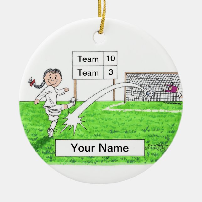 Soccer Player - Female Ceramic Tree Decoration (Front)