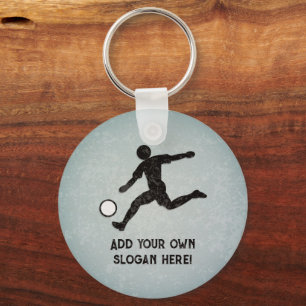 Soccer Player - Footballer Kicks, add own text Key Ring
