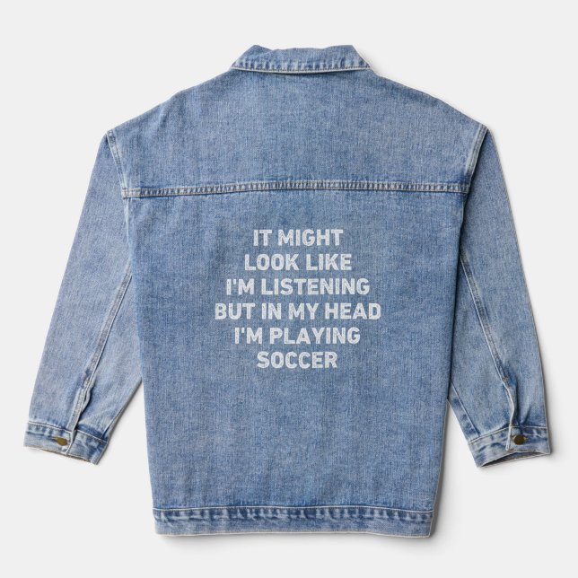 Soccer Player Funny Denim Jacket (Back)
