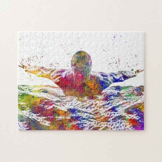 Soccer player in watercolor jigsaw puzzle (Horizontal)