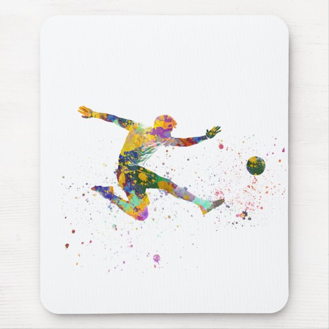 Soccer player in watercolor mouse pad (Front)