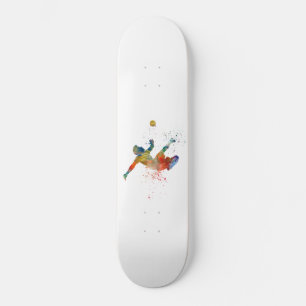 Soccer player in watercolor skateboard