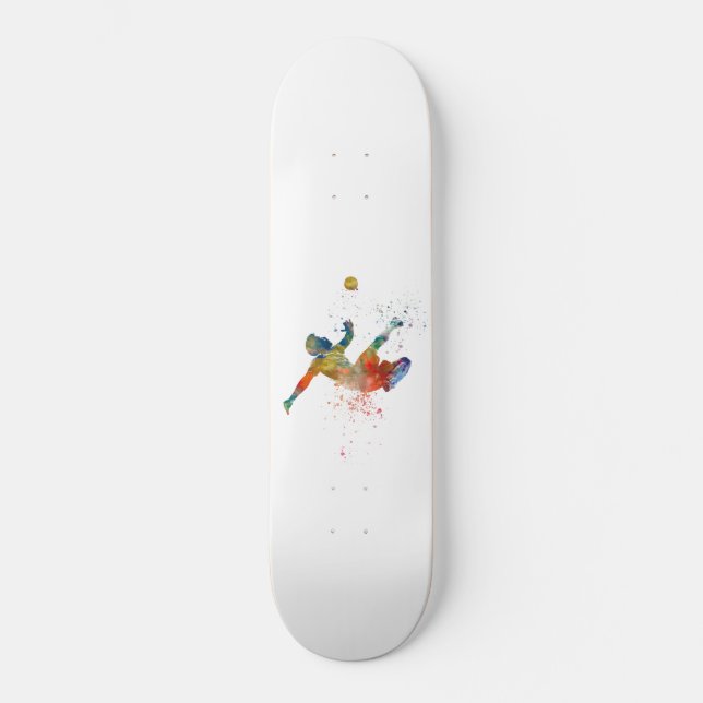 Soccer player in watercolor skateboard (Front)