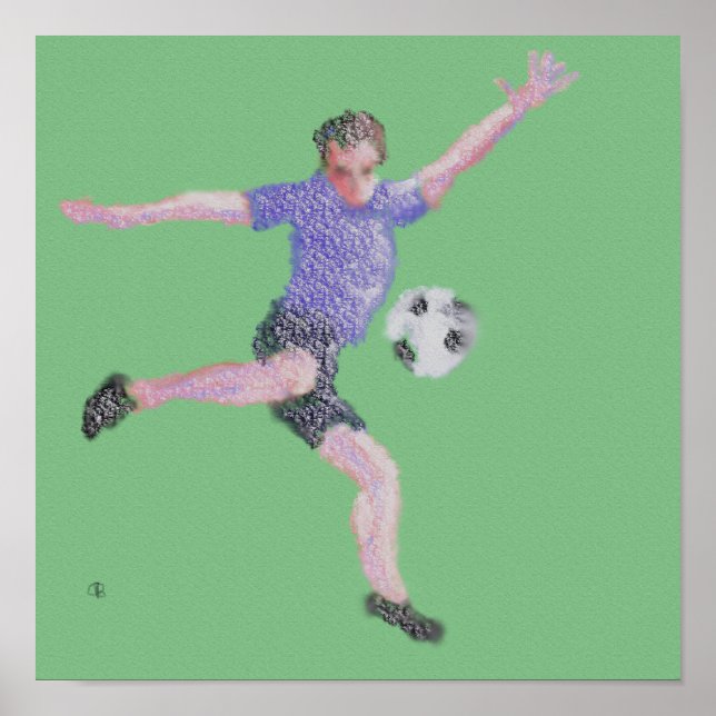 Soccer Player Kick Art Poster (Front)