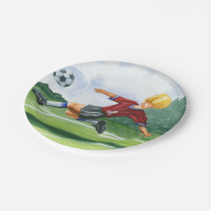 Soccer Player Kicking a Ball by Jay Throckmorton Paper Plate