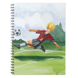 Soccer Player Kicking a Ball by Jay Throckmorton Spiral Notebook