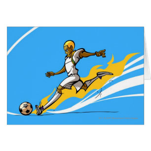 Soccer player kicking a soccer ball
