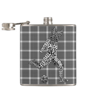 Soccer Player Languages Hip Flask