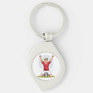 Soccer player man key ring