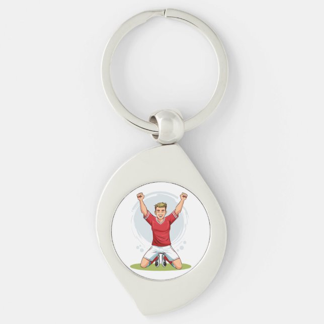 Soccer player man key ring (Front)