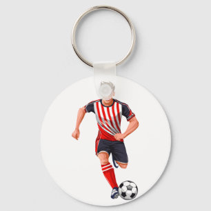 Soccer player man key ring