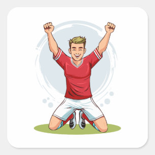 Soccer player man square sticker