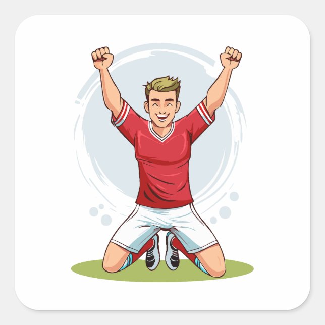 Soccer player man square sticker (Front)