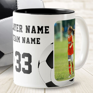 Soccer Player Name Number Team 2 Photos Two-Tone Coffee Mug
