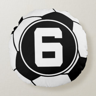 Soccer Player Number 6 Sports Ball Gift Round Cushion