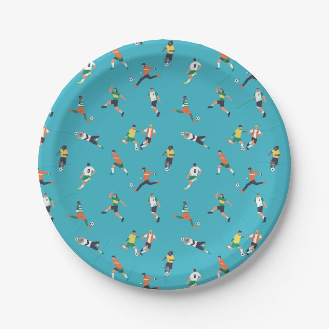 Soccer Player Pattern Paper Plate (Front)