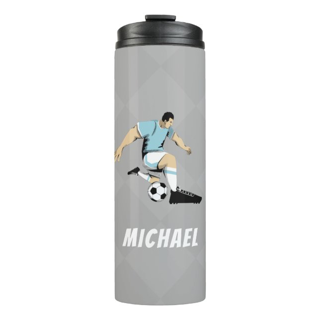 Soccer Player Personalised Modern Stylish Trendy Thermal Tumbler (Front)