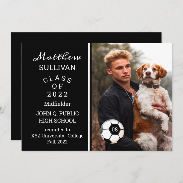Soccer Player Photo Graduation Announcement (Front/Back)