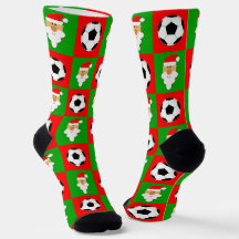 Soccer Player Santa Christmas Pattern Fun Holiday 
