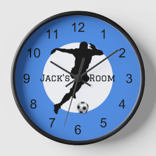 Soccer Player Silhouette Wooden Wall Clock