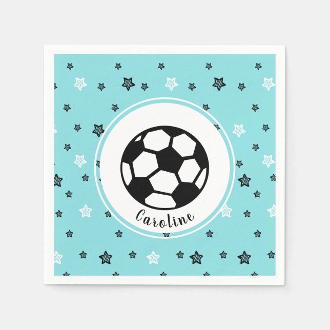 Soccer Player Sports Themed Personalised Boys Gift Napkin (Front)