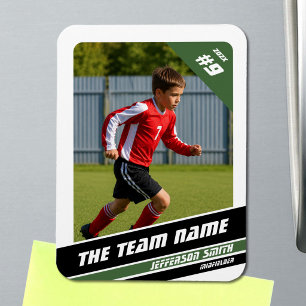 Soccer Player Trading Card in Vigourous Green Whit Magnet