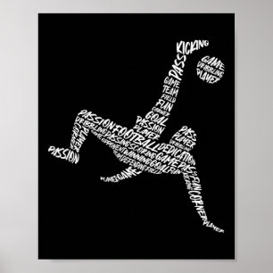 Soccer Player Typography Kids Boys Men Soccer Poster