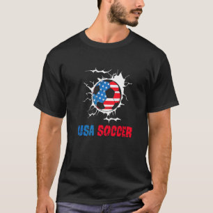 Soccer Player Usa Us American Flag Girls Boys Socc T-Shirt