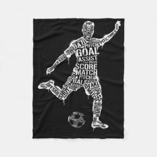 Soccer Player Word Art Goal Score Footll Fan Desig Fleece Blanket