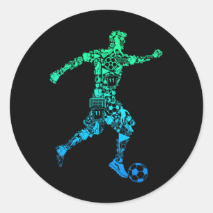 Soccer Player Youth Men Kids Boys Classic Round Sticker