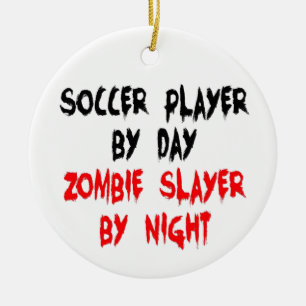 Soccer Player Zombie Slayer Ceramic Tree Decoration