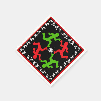 Soccer Players Running to the Ball Pattern Napkin