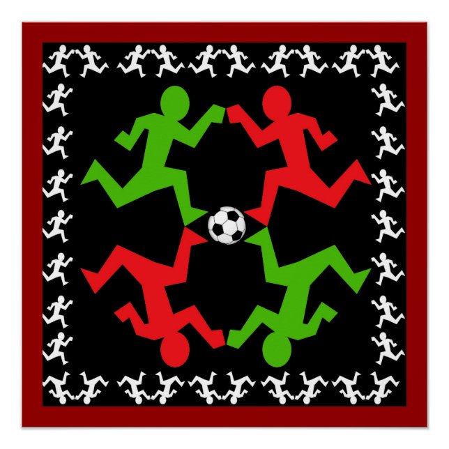 Soccer Players Running to the Ball Pattern Poster (Front)