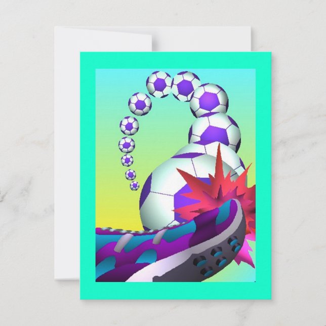 SOCCER PLAYERS THEMED PARTY INVITATIONS INVITES (Front)