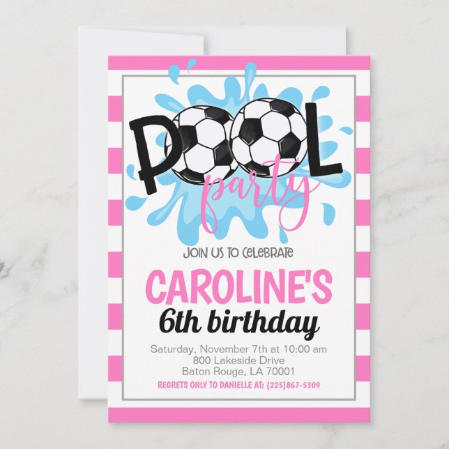 Soccer Pool Party Birthday Invitation (Front)