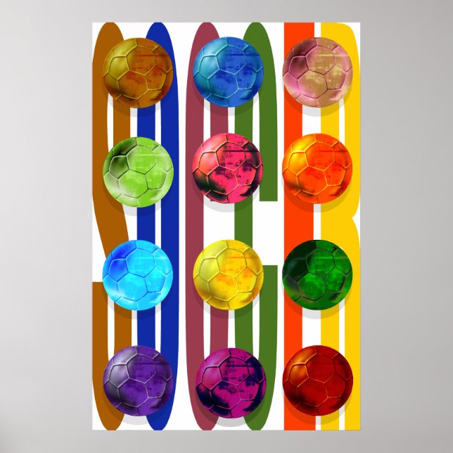 Soccer Pop Art Poster Brazil 2014 World Cup Ball (Front)