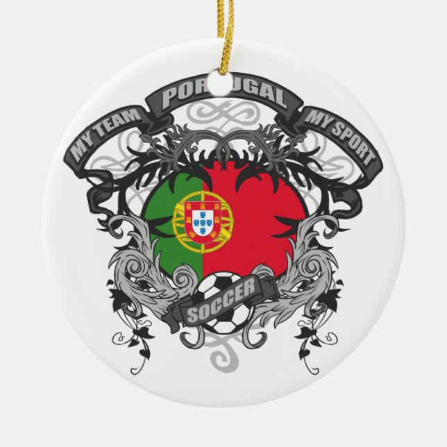 Soccer Portugal Ceramic Tree Decoration (Front)