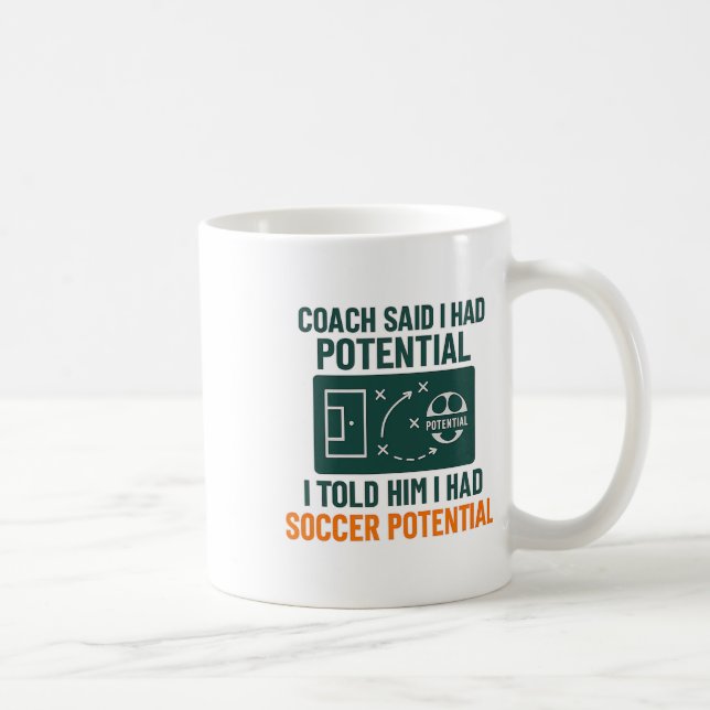 Soccer Potential Chalkboard Coach Quote Design  Coffee Mug (Right)