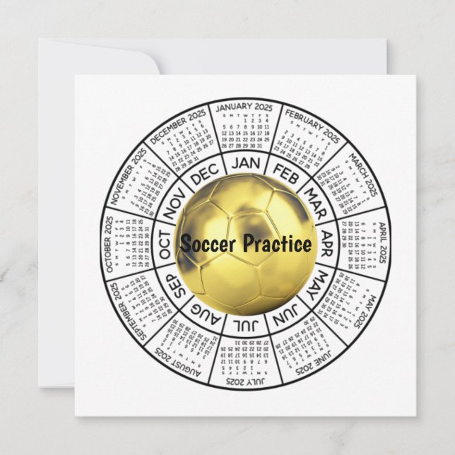 Soccer Practice Calendar Card (Front)