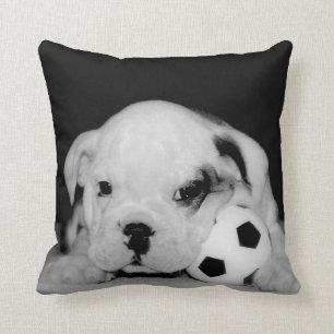 "Soccer Puppy" English Bulldog Cushion
