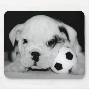 "Soccer Puppy" English Bulldog Mouse Pad