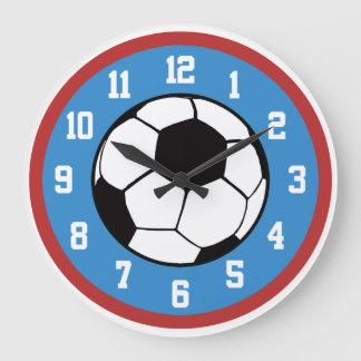 Soccer Red and Blue Large Clock