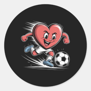 Soccer Red Heart Player Valentine's Day Classic Round Sticker